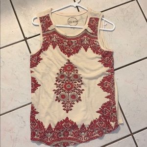Lucky brand cream and pastel pink paisley design